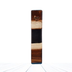 Epoxy and Olive Wood Mezuzah Case Handmade Model 'Safari' - 20 cm