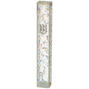 Transparent Mezuzah Case with Silver Glitter - Fits Any Scroll up to 12 cm