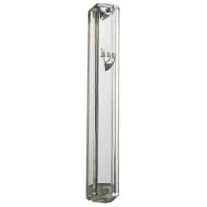 Transparent Plastic Mezuzah Case with Silver 'Sh' Letter - Suitable for Any Scroll up to 12 cm