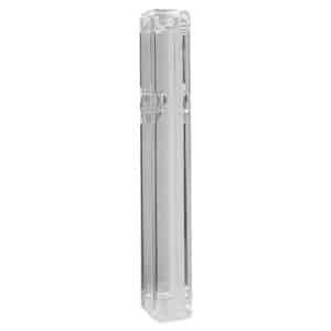 Transparent Plastic Mezuzah Case with Silver 'Sh' Letter - Suitable for Any Scroll up to 12 cm