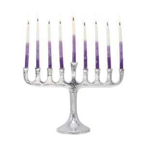 Ancient Silver Menorah with Hammered Texture