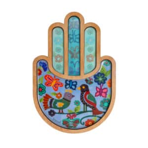 Wooden Hamsa, Two Layers with Birds