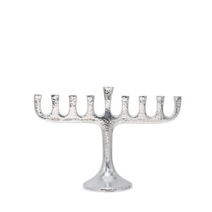 Ancient Silver Menorah with Hammered Texture