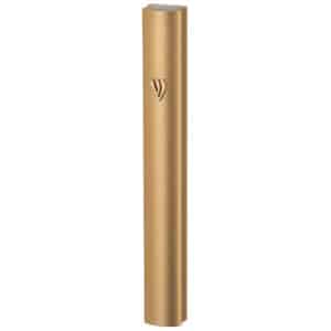 Classic Aluminum Mezuzah Case in Copper Color with Golden Shin Letter - Fits Any Klaf up to 12 cm