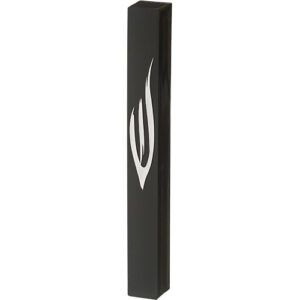 Black Plastic Mezuzah Case with Golden Shin - Fits Any Klaf Up to 12 cm