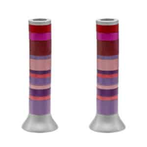 Large Shabbat Candlesticks Ring in Burgundy Shades