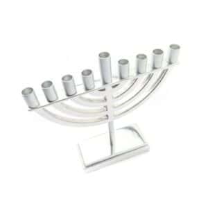 Small Classic Silver Menorah with Modern Design