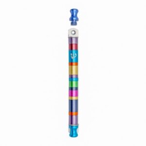 Galilean Metal Mezuzah Case with Colorful Stripes - Fits Any Scroll up to 12 cm