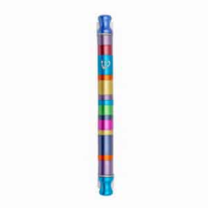 Galilean Metal Mezuzah Case with Colorful Stripes - Fits Any Scroll up to 12 cm