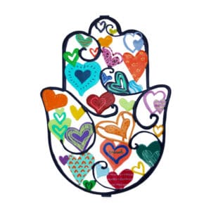 Large Colorful Hamsa with Hearts