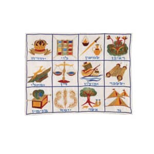 Tefillin Bag with Machine Embroidery Featuring a Pattern of the Tribes of Israel