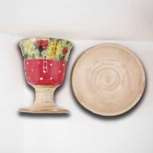 Ceramic Kiddush Cup on Stem - 'Admonit'