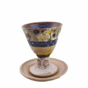 Kiddush Cup on Ceramic Stem - 'Wildflowers'