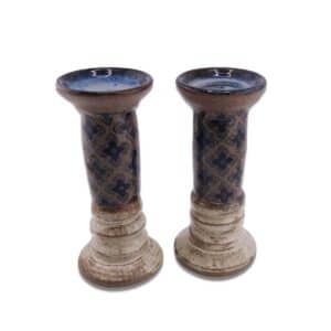 Ceramic Shabbat Candle Holders - 'Linen'