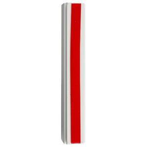 Modern White Plastic Mezuzah Case with Decorative Silver Strip - Fits Any Scroll up to 15 cm