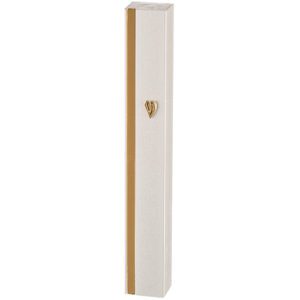Modern Aluminum Mezuzah Case in Matte Silver with Shin and Golden Strip - Fits Any Scroll up to 15 cm