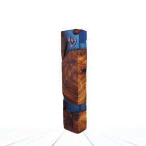 Epoxy and Olive Wood Mezuzah Case Handmade Model 'Circles' - 21 cm