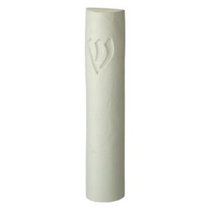 Modern Mezuzah Case Imitation Concrete with White Texture - Fits Any Scroll up to 15 cm