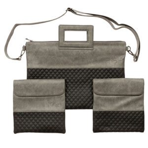 Tallit Bag with Gray and Black Faux Leather Handle with 2 Tefillin Bags