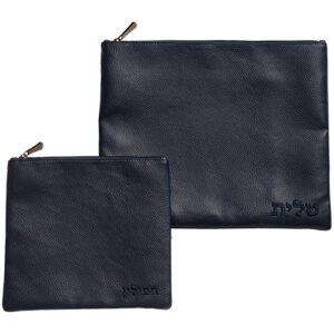 Tallit and Tefillin Bag Faux Leather in Deep Blue Color