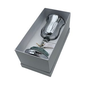 Huge and Impressive Kiddush Cup Made of Silver-Tinted Crystal with a Designed Stem (25 cm)