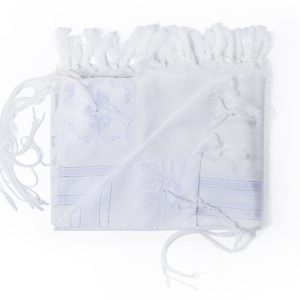 High-Quality Acrylic Tallit with Silver Stripes and a Crown in a Luxurious Design