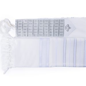 High-Quality Acrylic Tallit with Silver Stripes and a Crown in a Luxurious Design