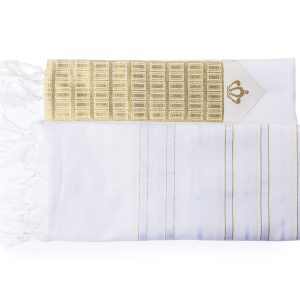 Acrylic Tallit Decorated with a Crown Embroidery in Gold Color – ‘Royal Crown’ Model