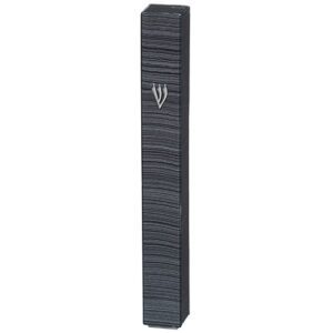 Plastic Mezuzah Case with Gray and Silver Stripes - Fits Any Scroll up to 15 cm