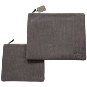 Bag for Tallit and Tefillin in Gray Corduroy Fabric with Delicate Embroidery 'Tefillin' 'Tallit'