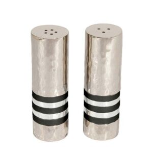 Shabbat Salt Cellar - Silver Colored Nickel with Black Rings