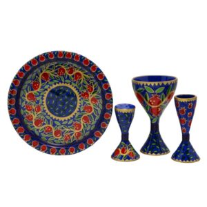 Metal Havdalah Set with Hand-Painted Pomegranates.