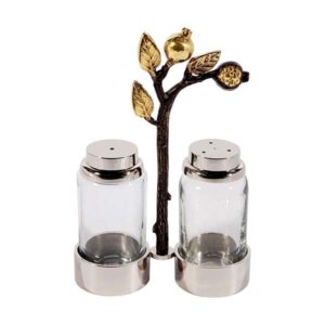 Glass Shabbat Salt Cellar with Pomegranate Decoration