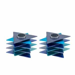 Star of David Shaped Candle Holders - Blue
