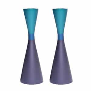 Shabbat Candlesticks in Purple and Turquoise Shades