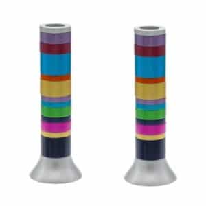 Large Candlesticks for Shabbat Colorful Rings