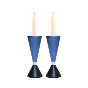 Double-Sided Shabbat Candlesticks in Shades of Blue