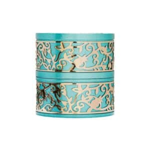 Turquoise Travel Candlesticks with Pomegranate Design