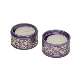 Travel Candlesticks in Purple with Pomegranate Design