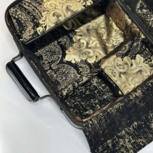 Tallit and Tefillin Case Made of Genuine Leather with Two-Tone Exterior and Luxury Fabric Inside in Gold Shades
