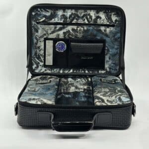Tallit and Tefillin Case Made of Genuine Leather, Two-Tone External and Inside Luxurious Fabric in Shades of Blue