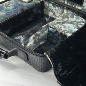 Tallit and Tefillin Case Made of Genuine Leather, Two-Tone External and Inside Luxurious Fabric in Shades of Blue