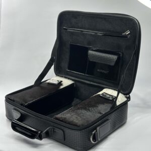 Genuine Leather Tallit and Tefillin Bag, Reversible Exterior with Fur-Trimmed Pockets