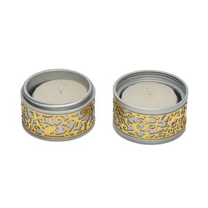 Travel Candle Holders in Silver Color with Pomegranate Design