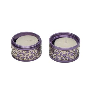 Travel Candlesticks in Purple with Pomegranate Design