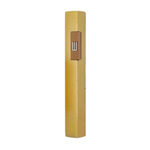Mezuzah Case in Gold and Brown with Hammered Texture, Prominent Rectangle Model - Suitable for Any Scroll up to 12 cm