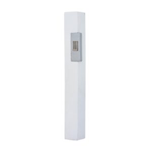 White Mezuzah Case with Rough Texture, Raised Rectangle Design - Fits Any Scroll up to 12 cm