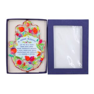 Large Colorful Hamsa with the Home Blessing in English and Pomegranate Decorations