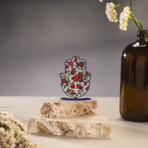 Small Hamsa with Metal Stand and Pomegranates