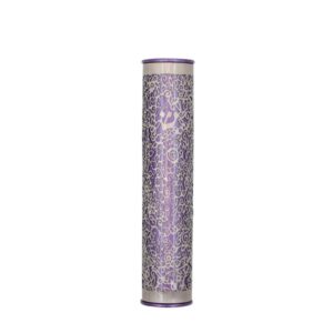 Purple Metal Mezuzah Case with Pomegranate Cutout - Fits Parchment up to 12 cm